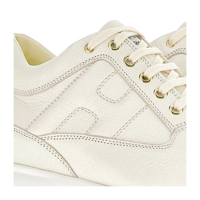 Sneakers Donna, modello Interactive, in pelle monocolore con impunture a vista