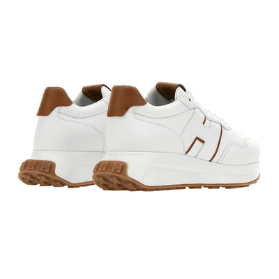 Sneakers Donna, modello H641, con logo laterale ed inserto Marrone a contrasto