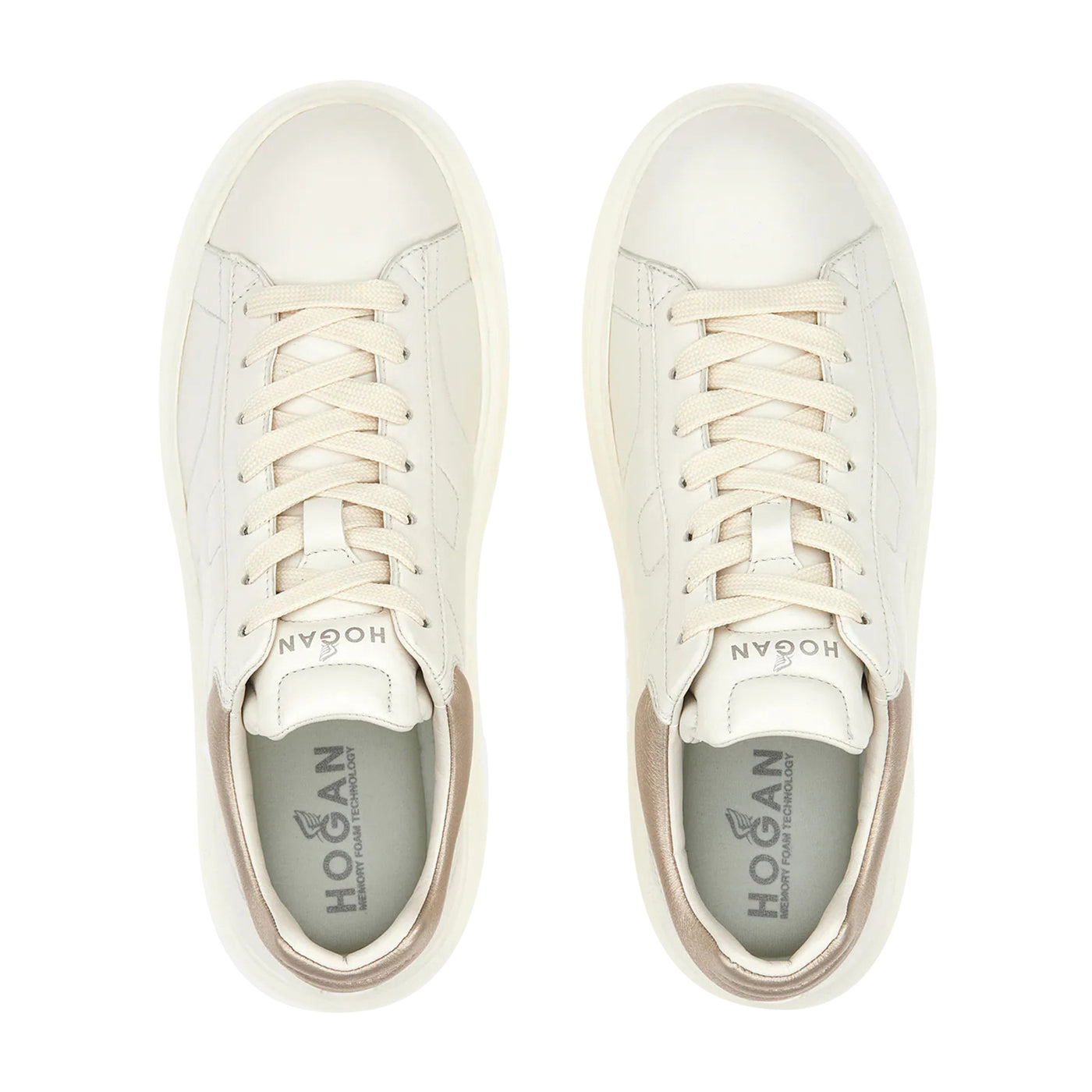 Sneakers Donna, modello H-Stripes, in nappa con inserto a dorato sul tallone