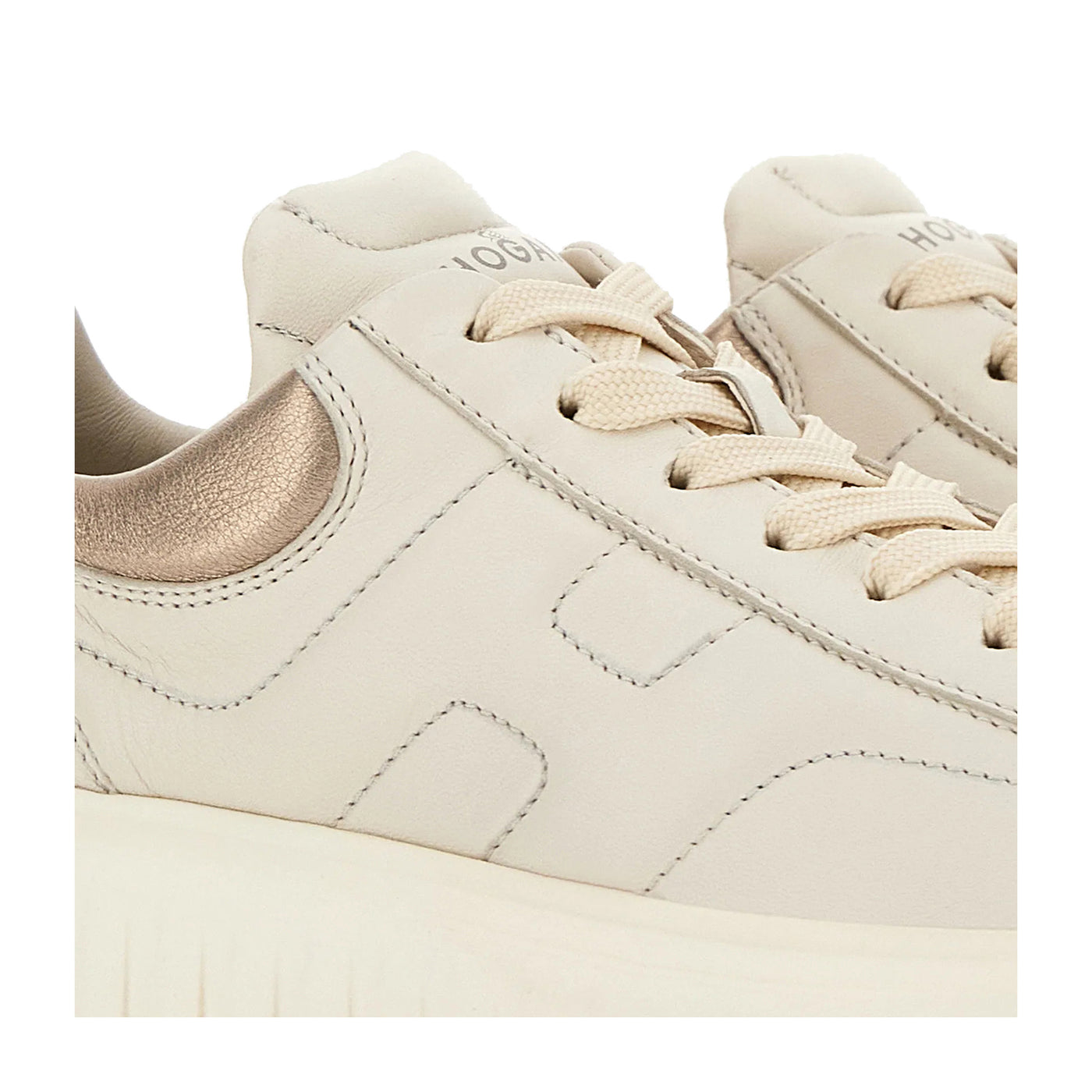 Sneakers Donna, modello H-Stripes, in nappa con inserto a dorato sul tallone