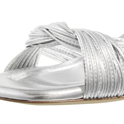 Sandali Donna Janis02 Argento con tacco dettaglio frontale