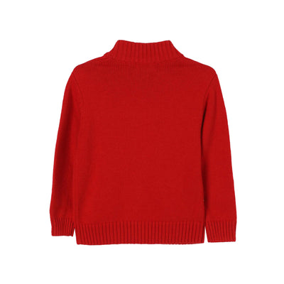 Cardigan Bambino in tinta unita rossa retro