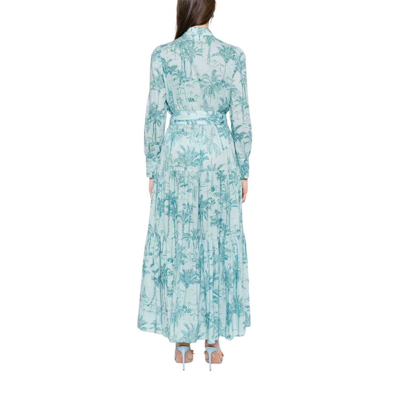 Abito lungo Jensen da Donna con stampa Verde acqua retro
