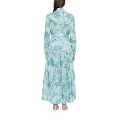 Abito lungo Jensen da Donna con stampa Verde acqua retro