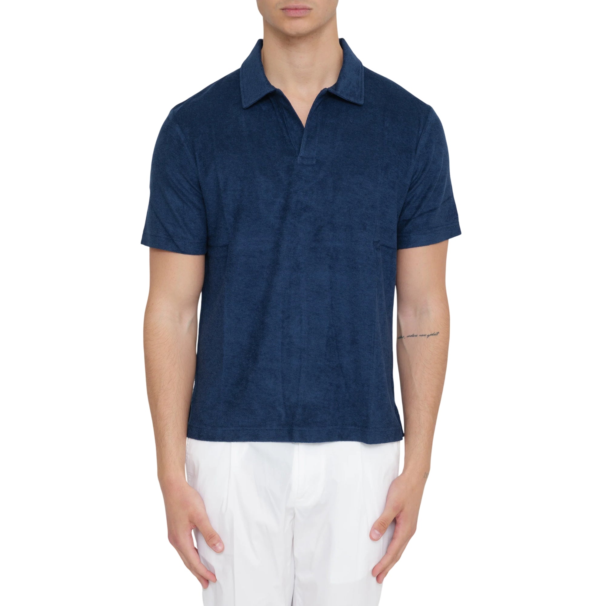 Polo Uomo Jeremy in cotone spugna Navy - Saint Barth | Old England