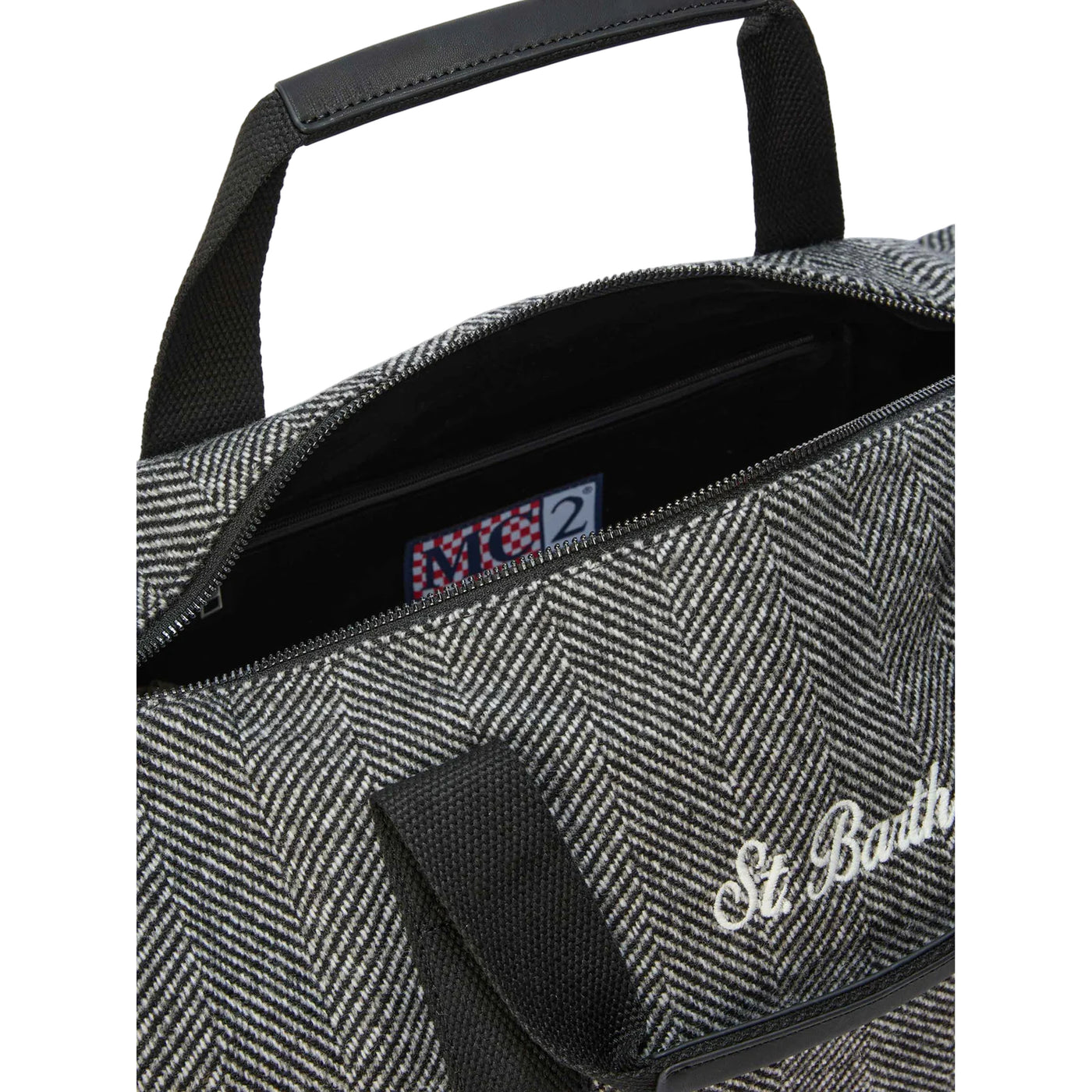 Borsone Jetleg in misto lana spigato grigio dettaglio chiusura