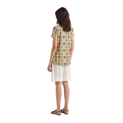 T-shirt Donna con fantasia Caleido Flower modella retro