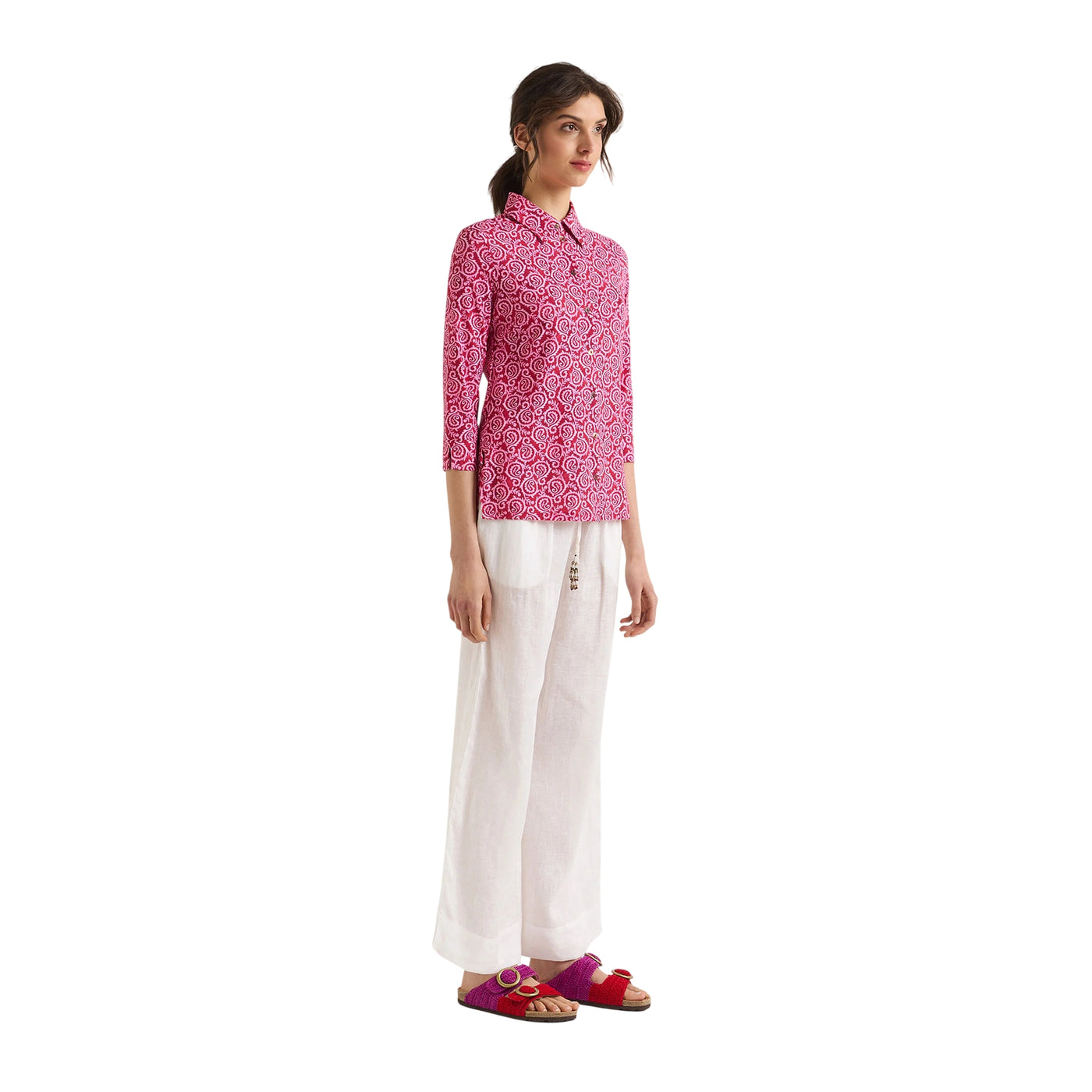 Camicia Donna Summer Coral Rosa modella frontale