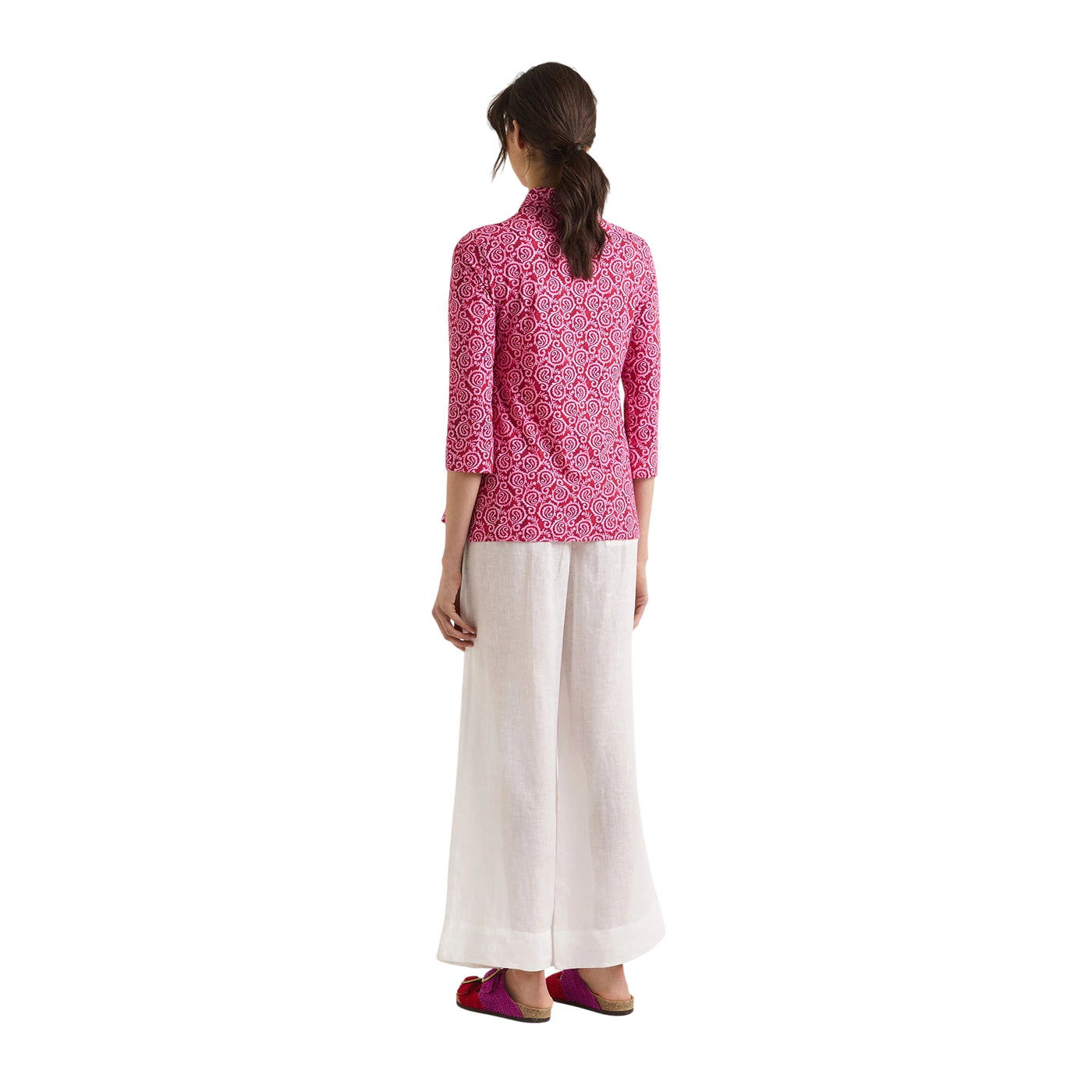 Camicia Donna Summer Coral Rosa modella retro