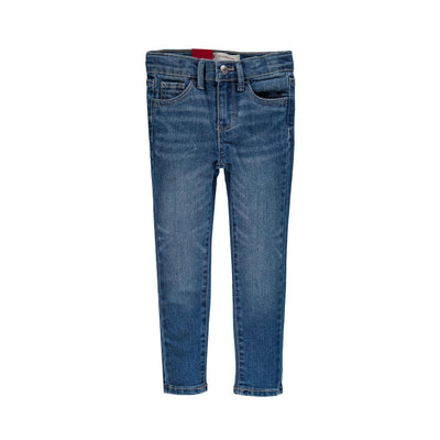 Jeans Bambina in denim misto cotone con cinque tasche e passanti 