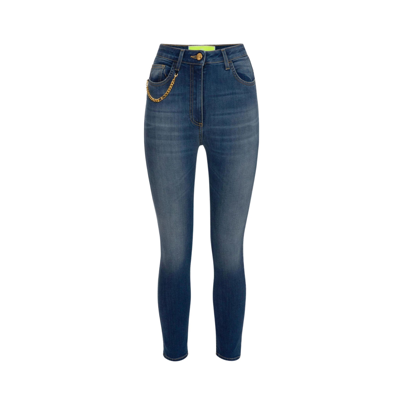 Women's jeans with metal chain