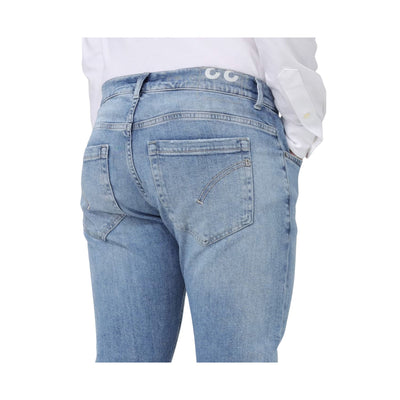 Jeans Uomo in denim di cotone elasticizzato con cinque tasche e passanti