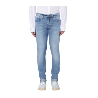 Jeans Uomo in denim di cotone elasticizzato con cinque tasche e passanti