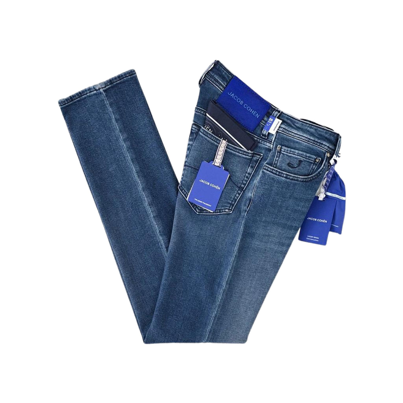 Jeans Uomo modello a cinque tasche in cotone e cashmere
