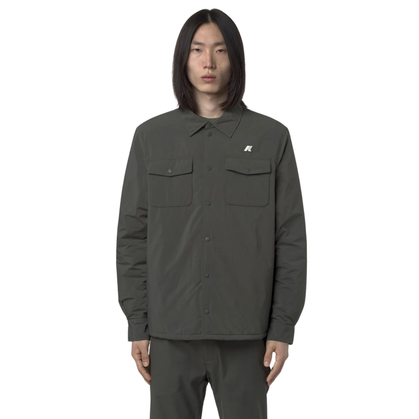 Giubbotto Uomo a camicia Umbert Verde scuro modello frontale