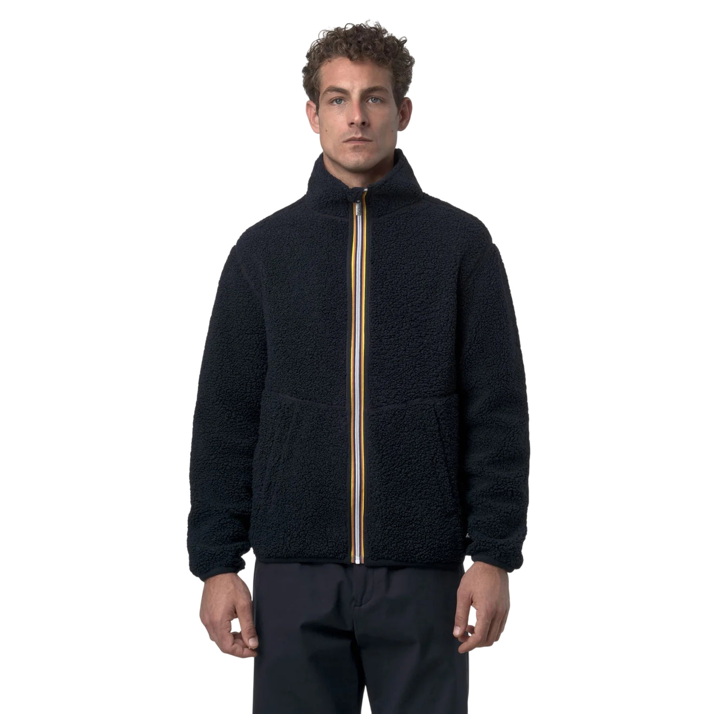 Giubbotto Uomo Reversibile effetto sherpa Blu modello frontale