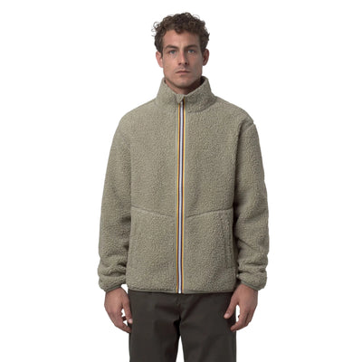 Giubbotto Uomo Reversibile effetto sherpa Verde modello frontale