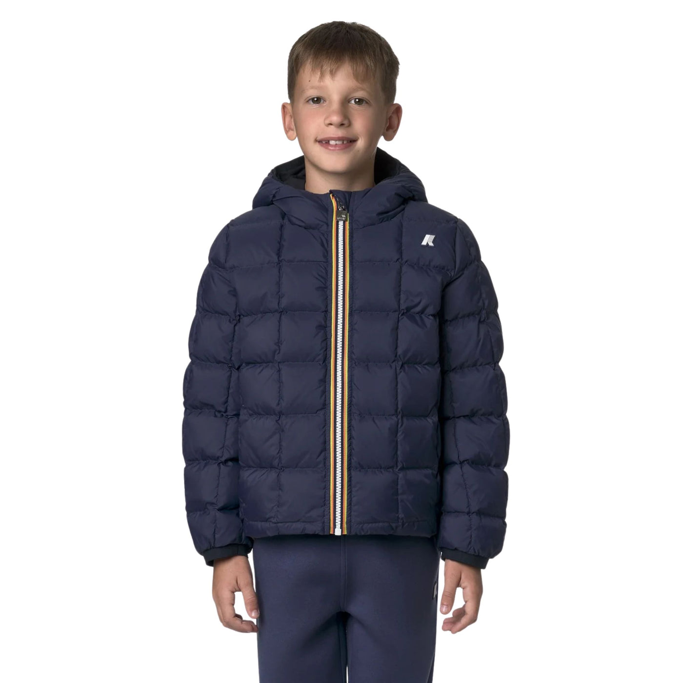 Giacca Bambino corta reversibile isolante Blu modello frontale