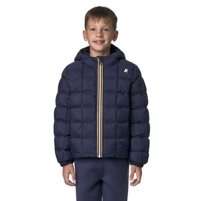 Giacca Bambino corta reversibile isolante Blu modello frontale