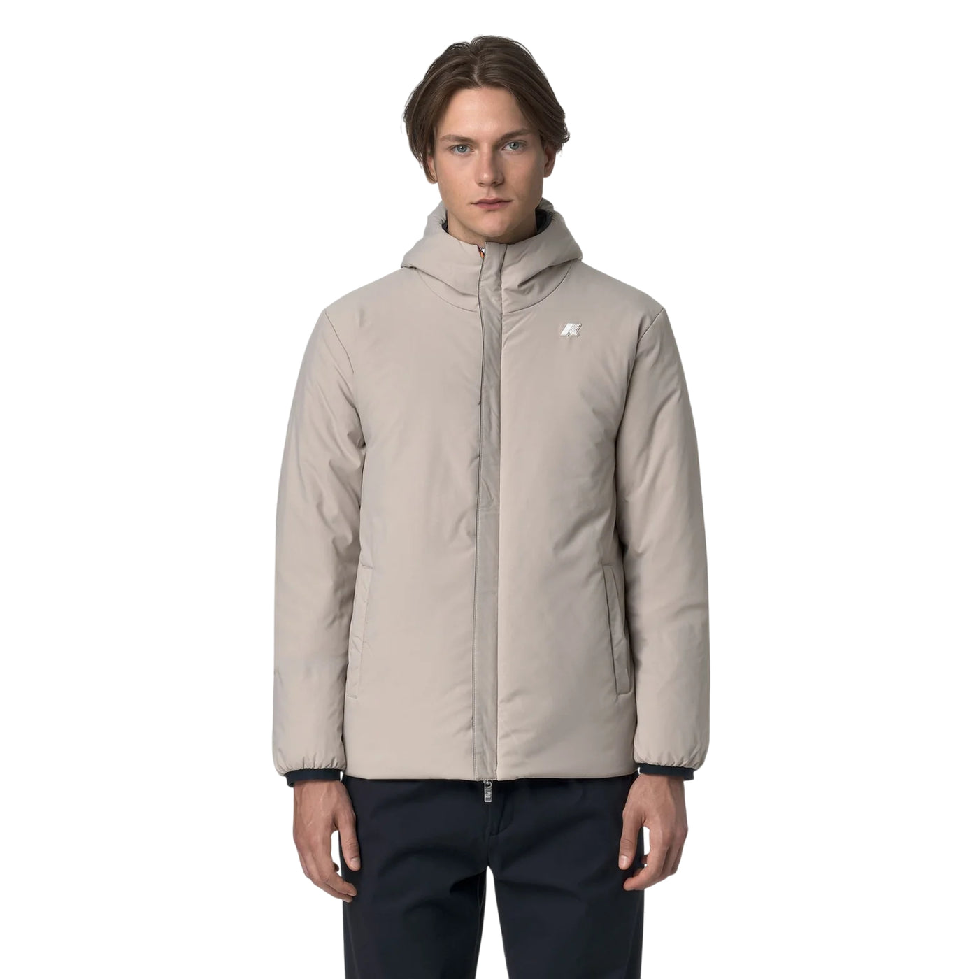 Giacca Uomo corta reversibile con imbottitura sintetica beige modello frontale