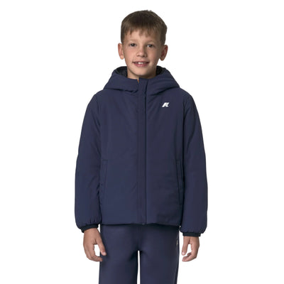 Giacca Bambino corta isolante reversibile Blu modello frontale