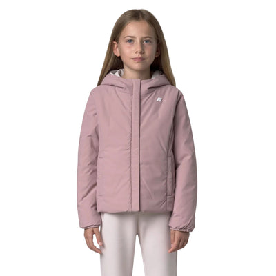 Giubbotto Bambina reversibile Lily Rosa modella frontale