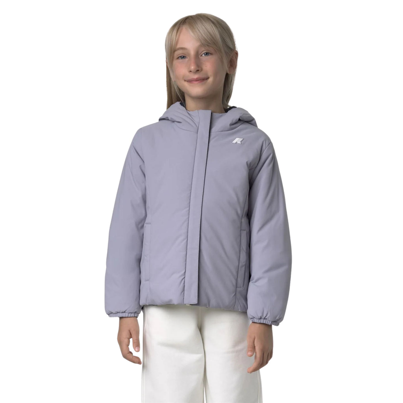 Giubbotto Bambina reversibile Lily Lilla modella frontale