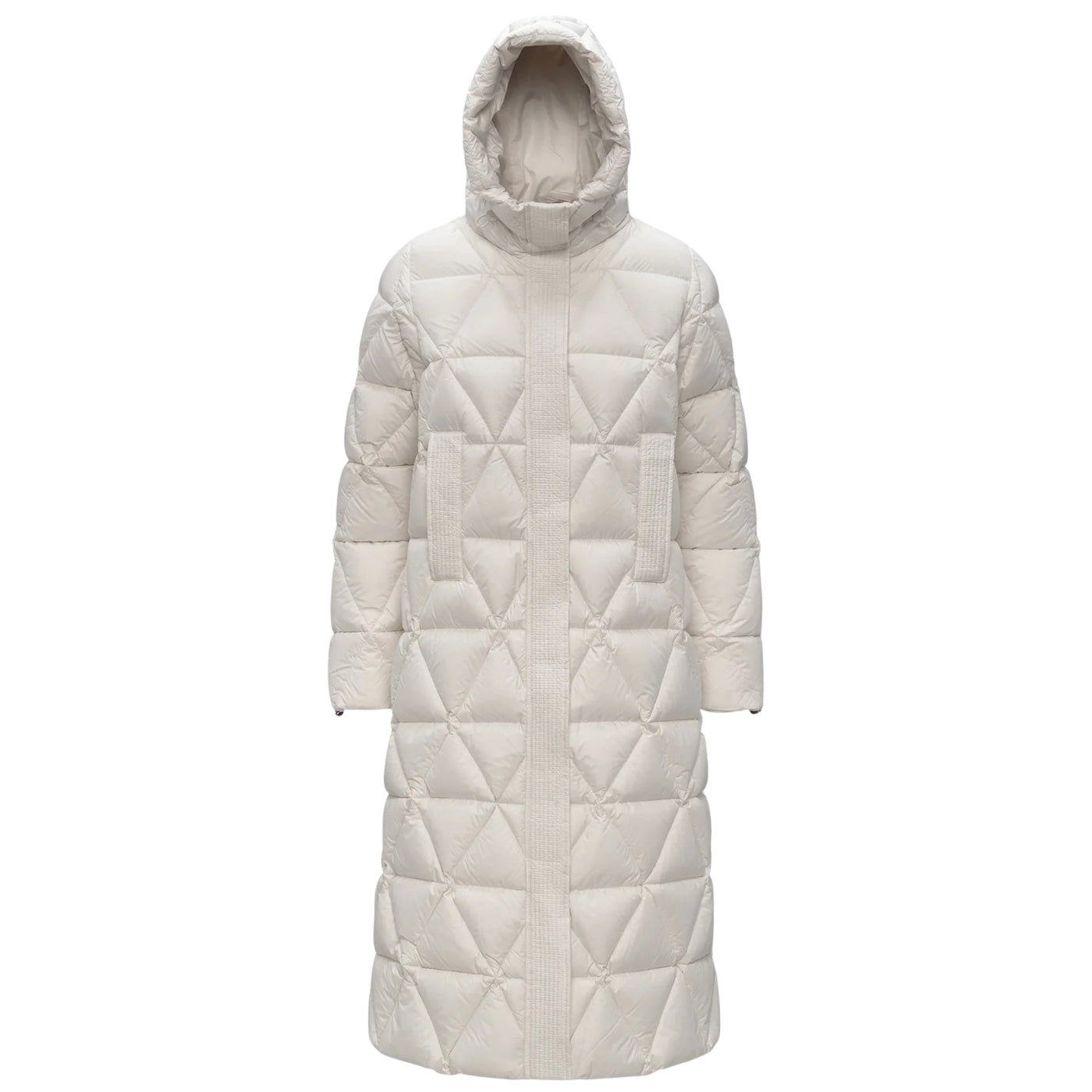 Piumino lungo Donna Bianco a rombi