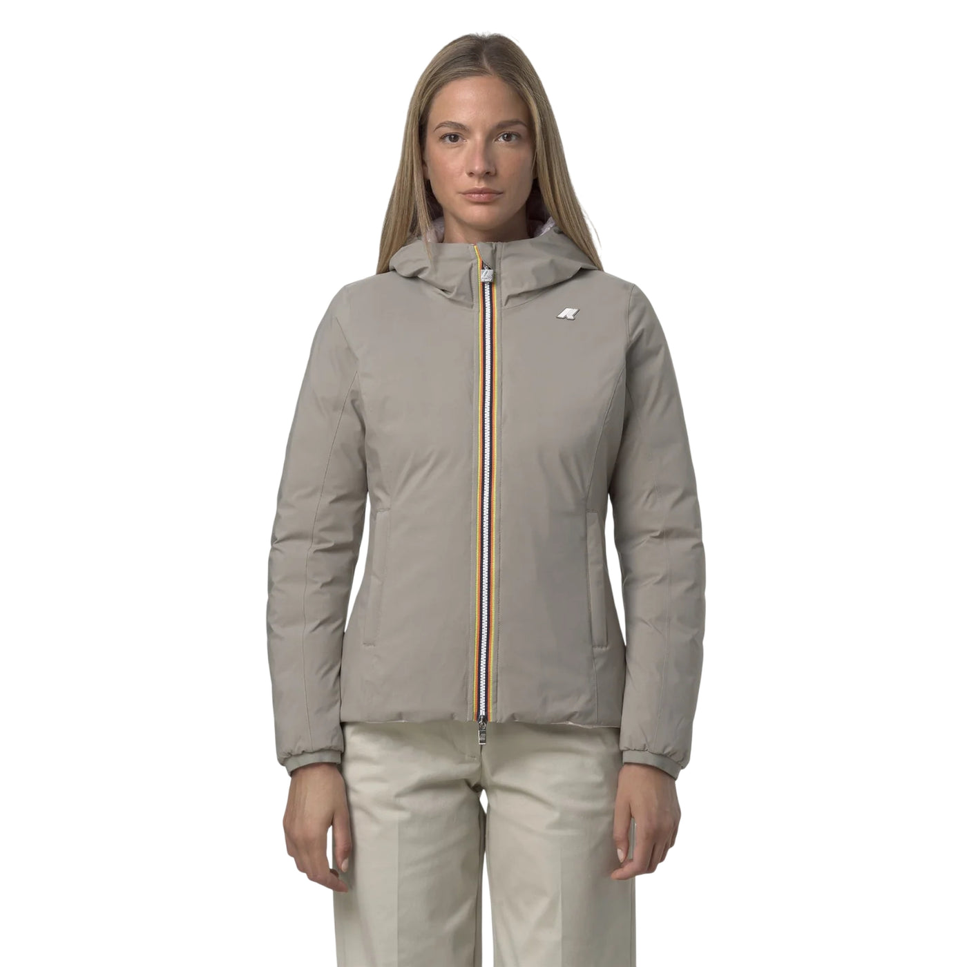 Giubbotto corto Donna Lily reversibile Verde modella frontale