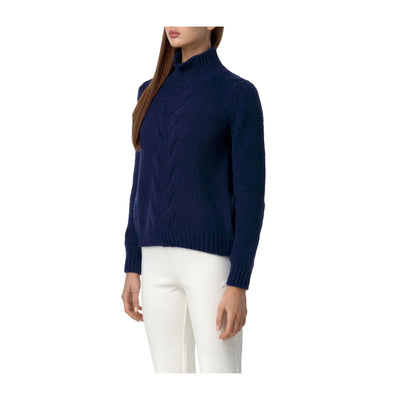 Maglia Donna Navy con lavorazione a trecce