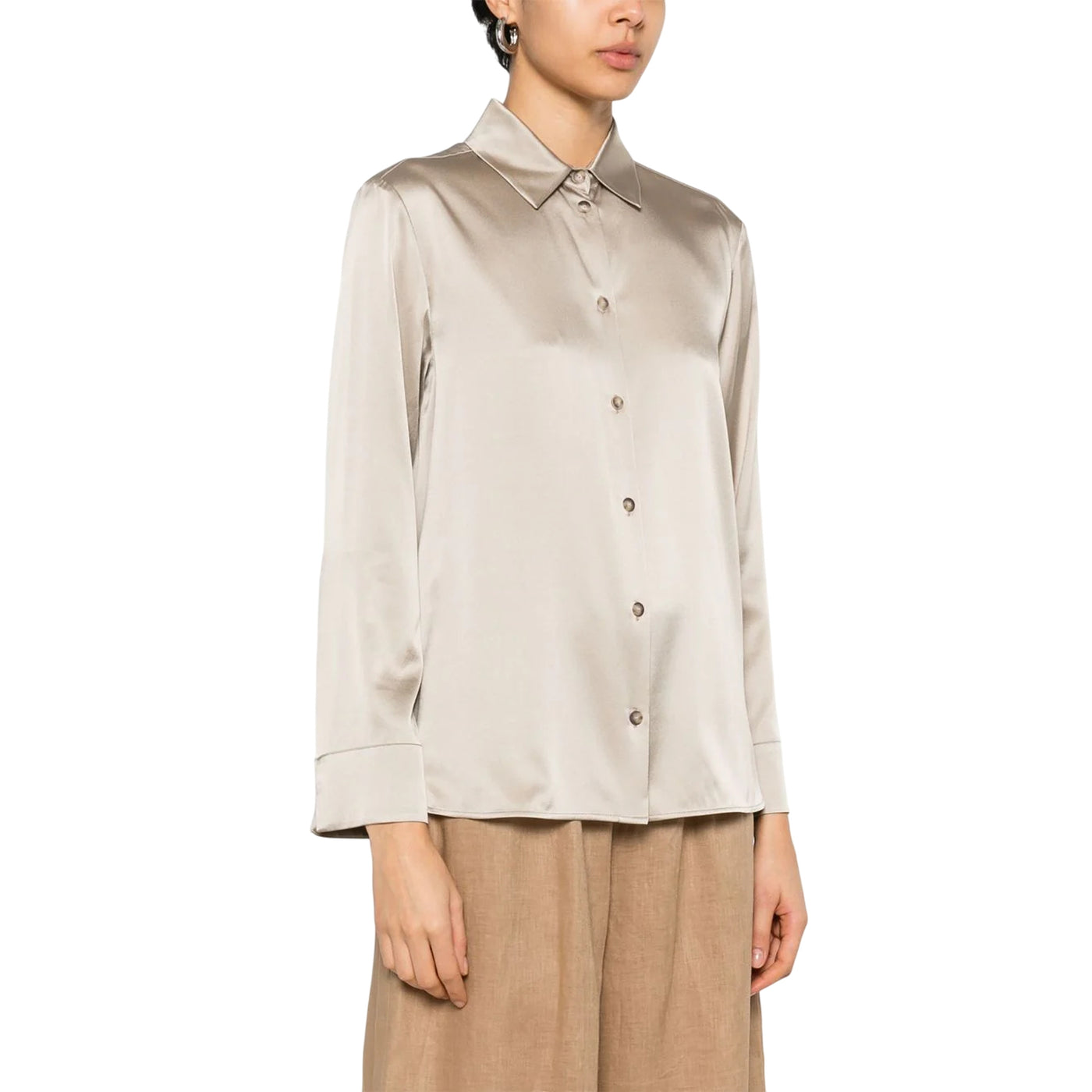 Camicia Donna Kadiak in seta stretch  modella frontale