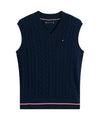 Gilet Bambino in maglia intrecciata con logo Navy