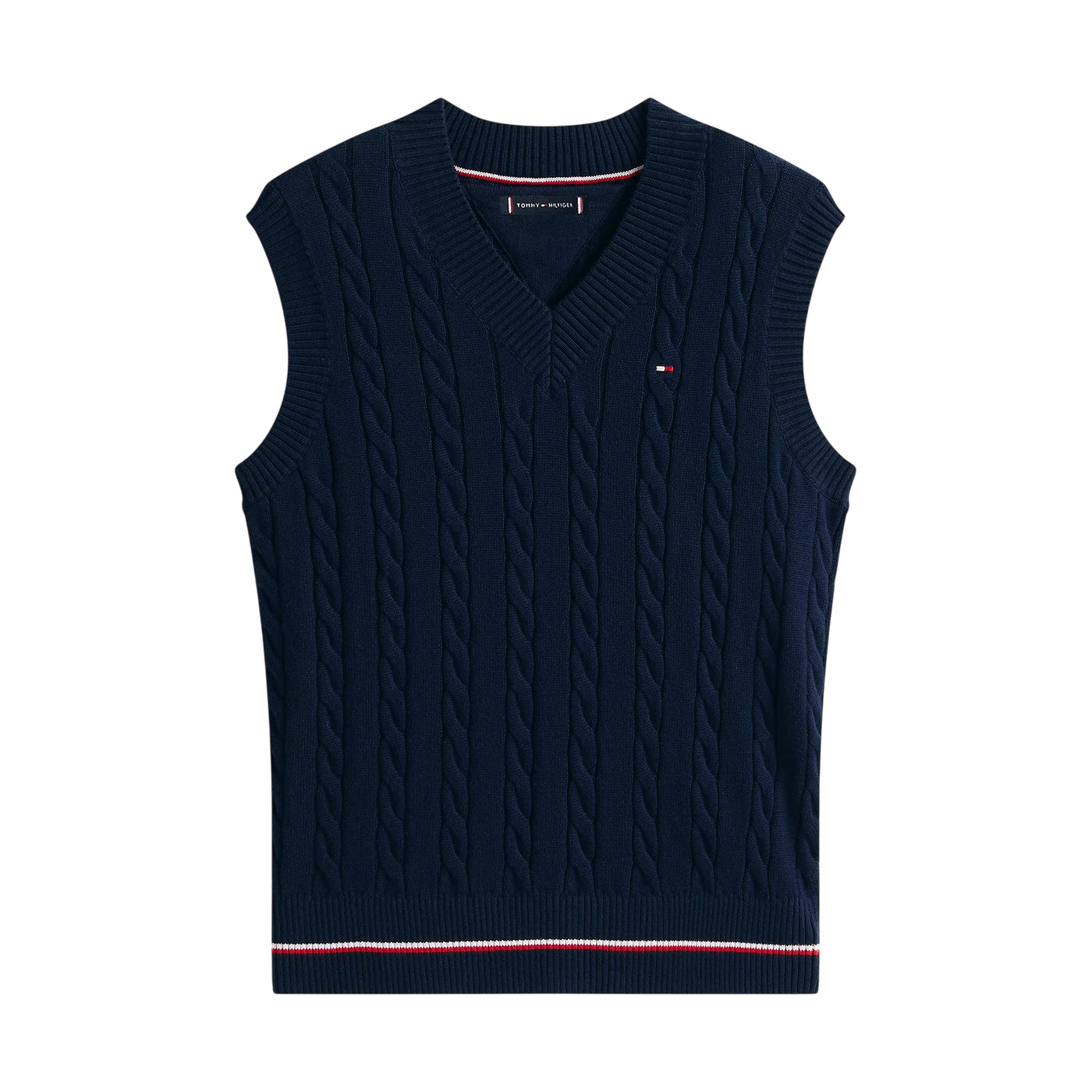 Gilet Bambino in maglia intrecciata con logo Navy