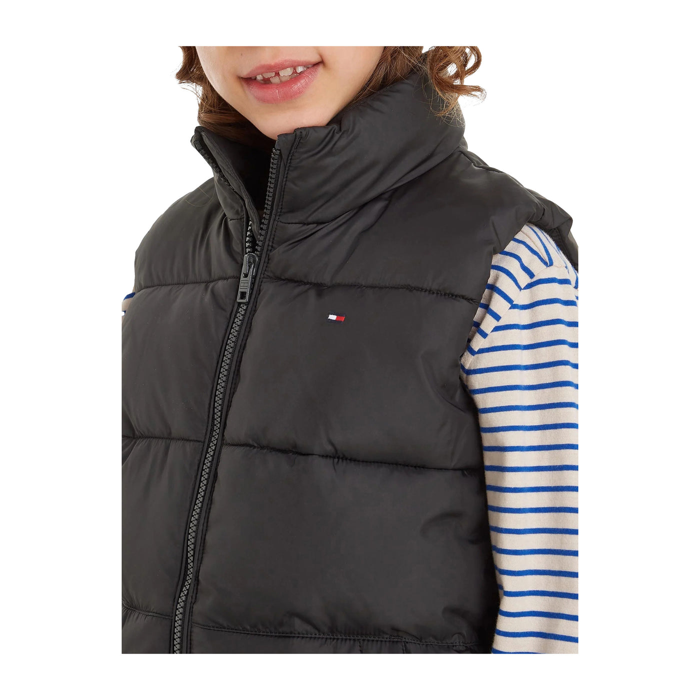 Gilet Bambino a collo alto, con impunture orizzontali