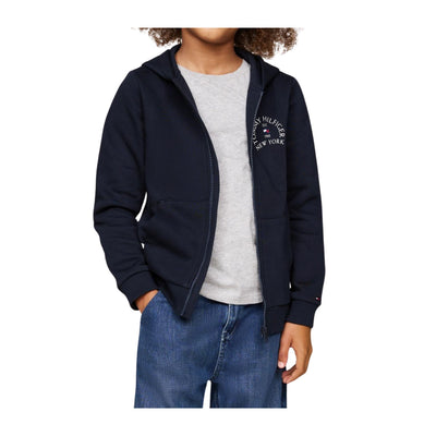 Felpa Bambino Blu con zip intera e cappuccio 