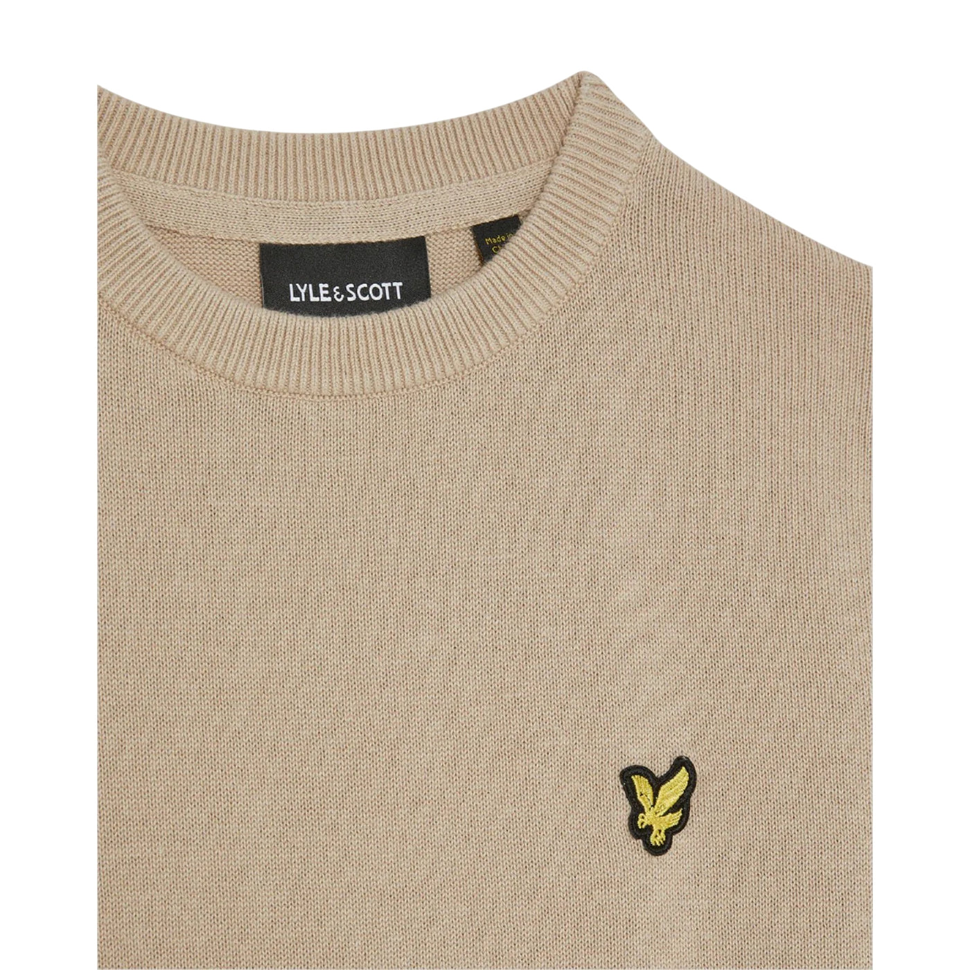 Maglione girocollo Bambino Beige dettaglio scollo 