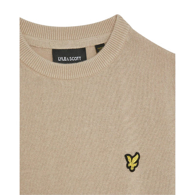Maglione girocollo Bambino Beige dettaglio scollo 