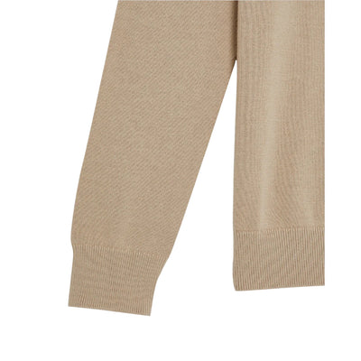Maglione girocollo Bambino Beige dettaglio fondo e polsino