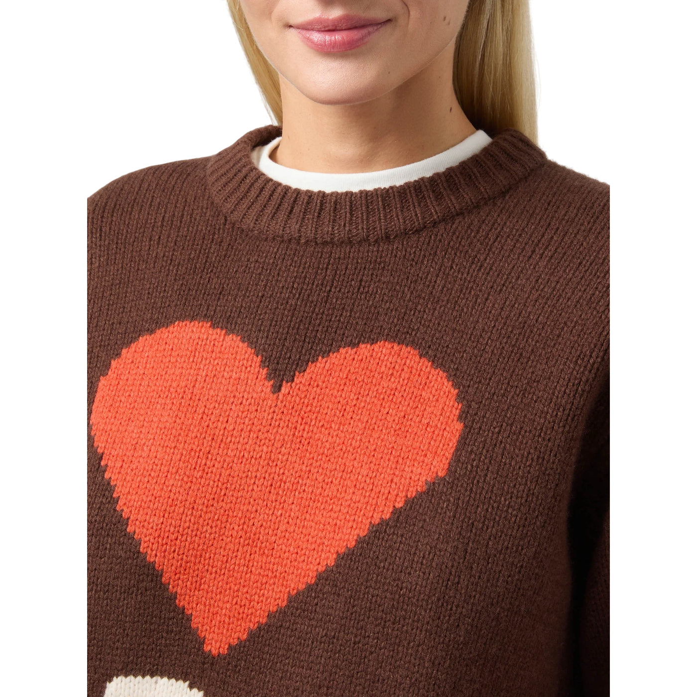 Maglione Kyla Donna in lana marrone con jacquard Spritz dettaglio cuore
