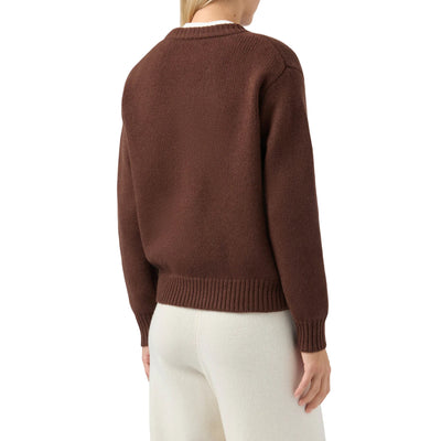 Maglione Kyla Donna in lana marrone con jacquard Spritz modella retro