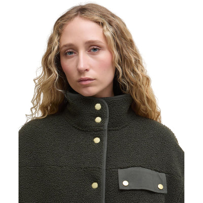 Giacca Donna Teddy modello Mabel Verde oliva modella frontale ravvicinata
