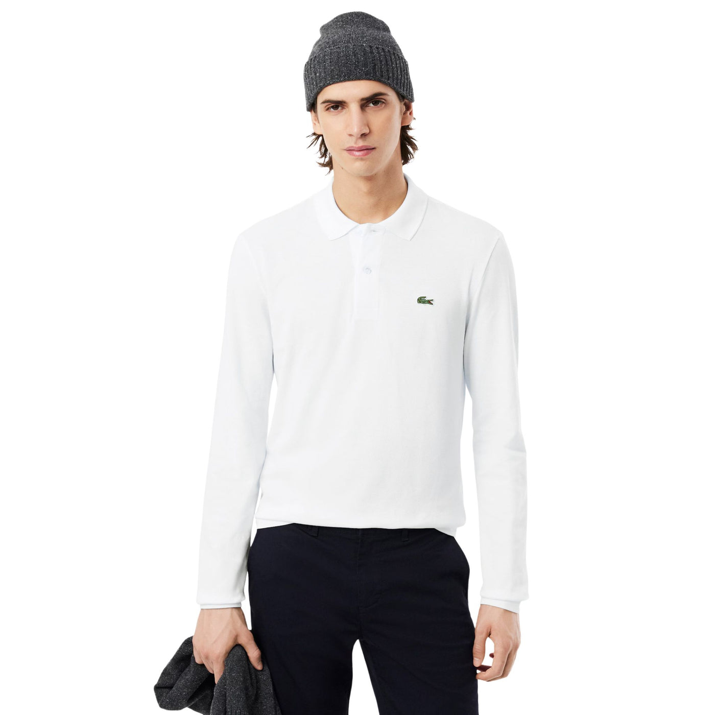 Polo Uomo Original a maniche lunghe Bianco modello frontale
