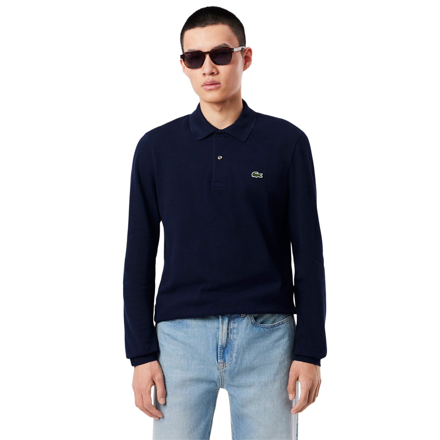 Polo Uomo Original a maniche lunghe Navy modello frontale