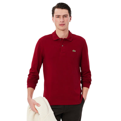 Polo Uomo Original a maniche lunghe Bordeaux modello frontale