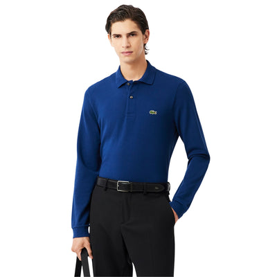 Polo Uomo Original a maniche lunghe Blu modello frontale