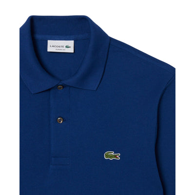 Polo Uomo Original a maniche lunghe Blu dettaglio colletto e logo