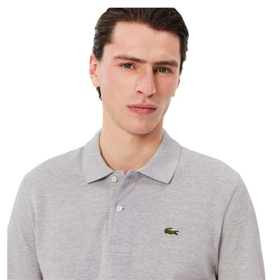 Polo Uomo taglio classico a maniche lunghe Grigio