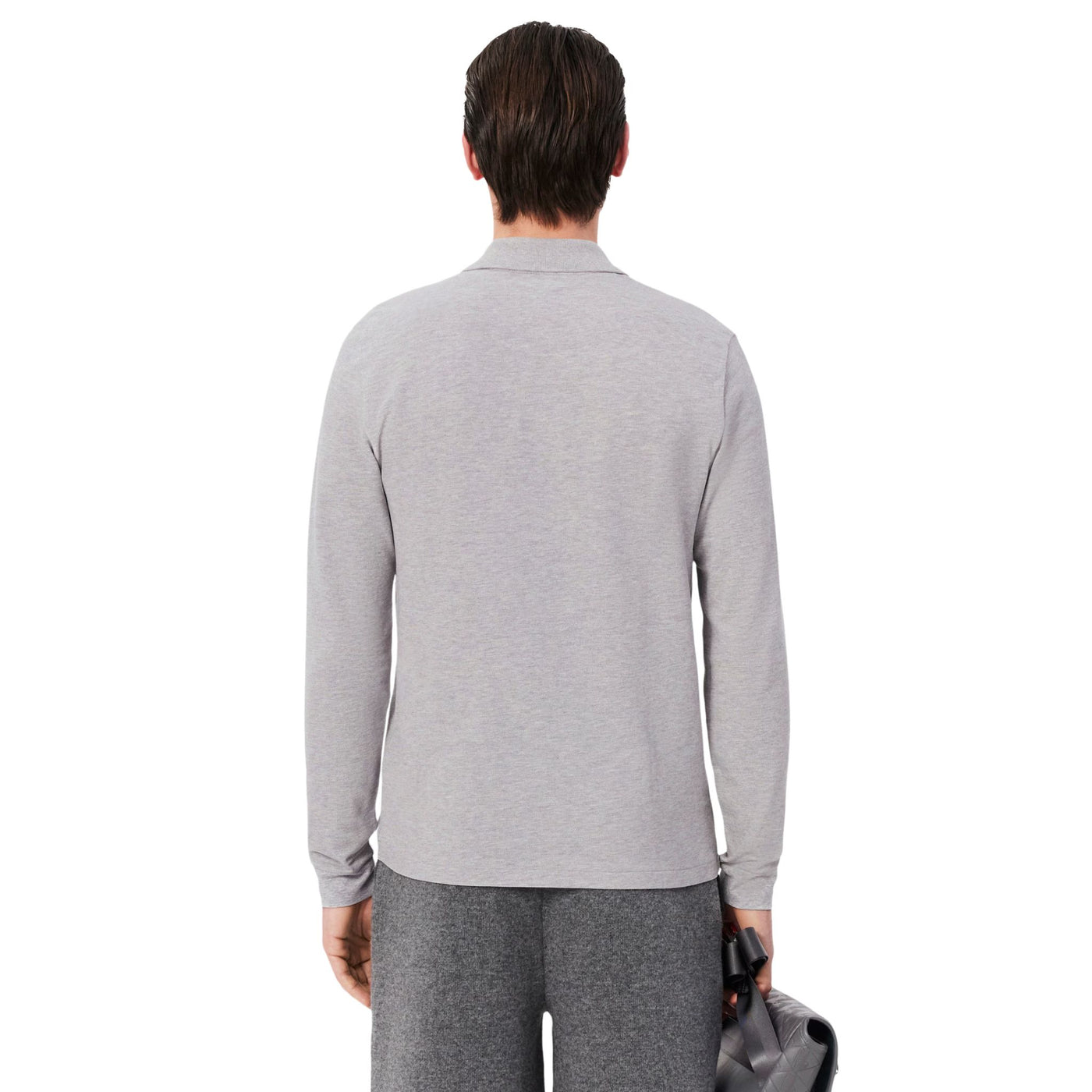 Polo Uomo taglio classico a maniche lunghe Grigio modello retro