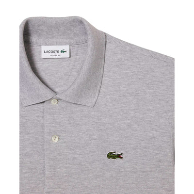 Polo Uomo taglio classico a maniche lunghe Grigio dettaglio
