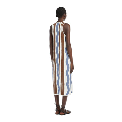 Abito Donna con fantasia a righe e onde modella retro